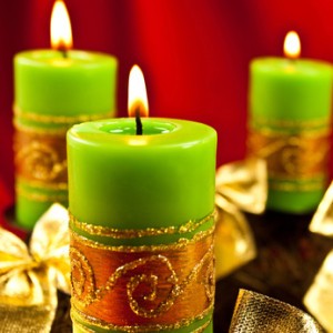 Adventskranz mit grünen Kerzen
