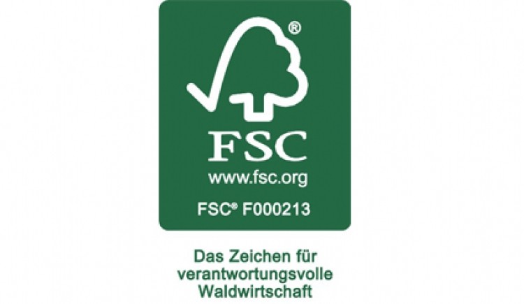 Das FSC Siegel weist aus Tropenholz aus nachhaltigem Anbau hin.