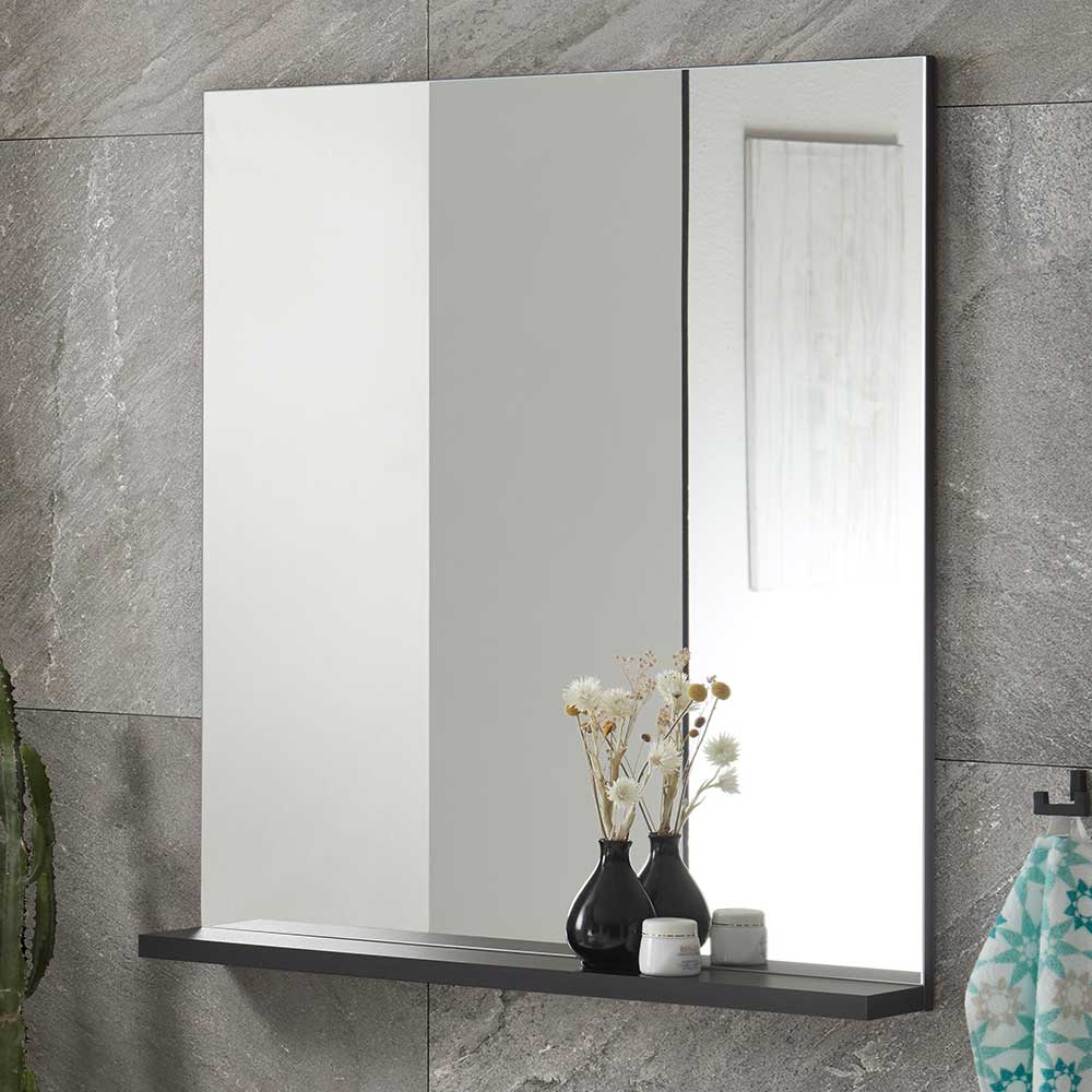 Badspiegel mit Ablage in Schwarz - Ingmesan