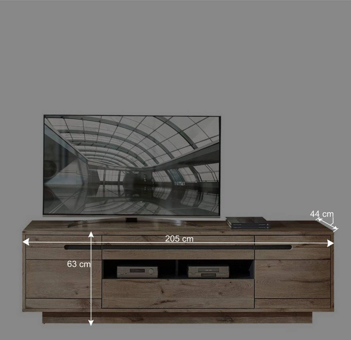 Holzoptik TV Anbauwand Set - Zelio (dreiteilig)