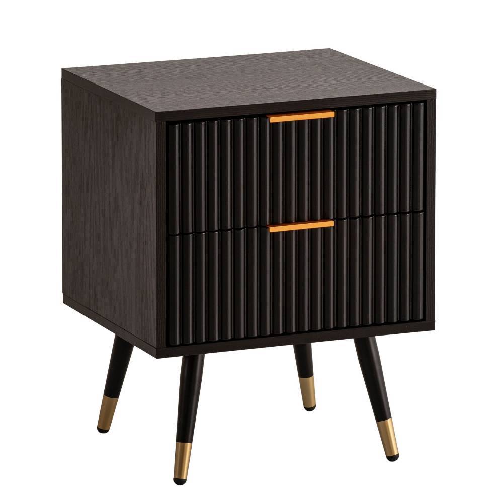 Nachtkommode in Schwarz mit Gold - Vacca
