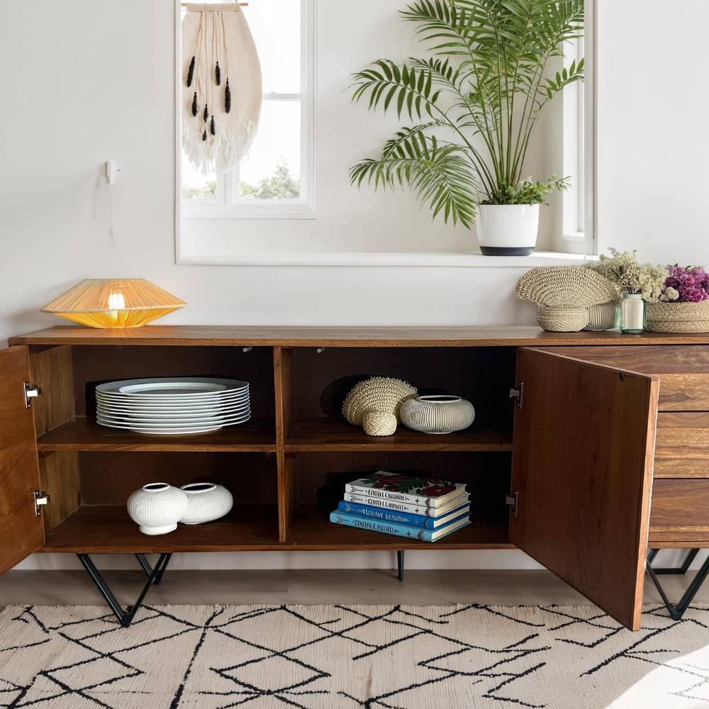 Sideboard in Steinoptik und Akazie Braun - Eckpoint