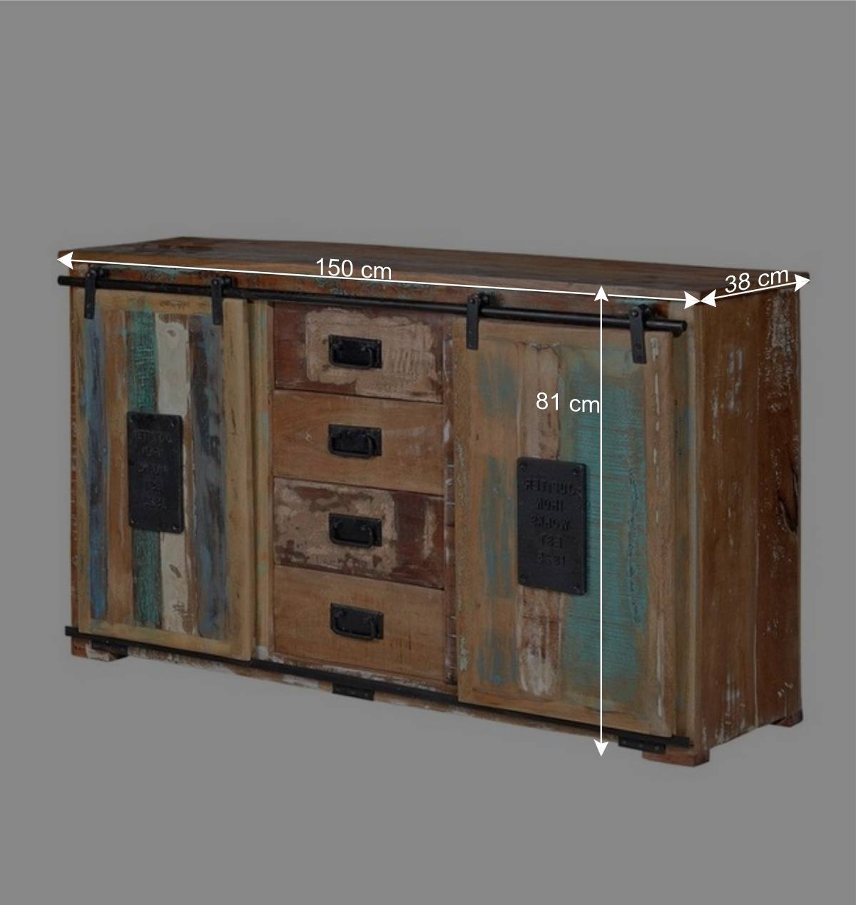 Shabby Chic Kombi-Kommode 150 cm breit - Jevilia