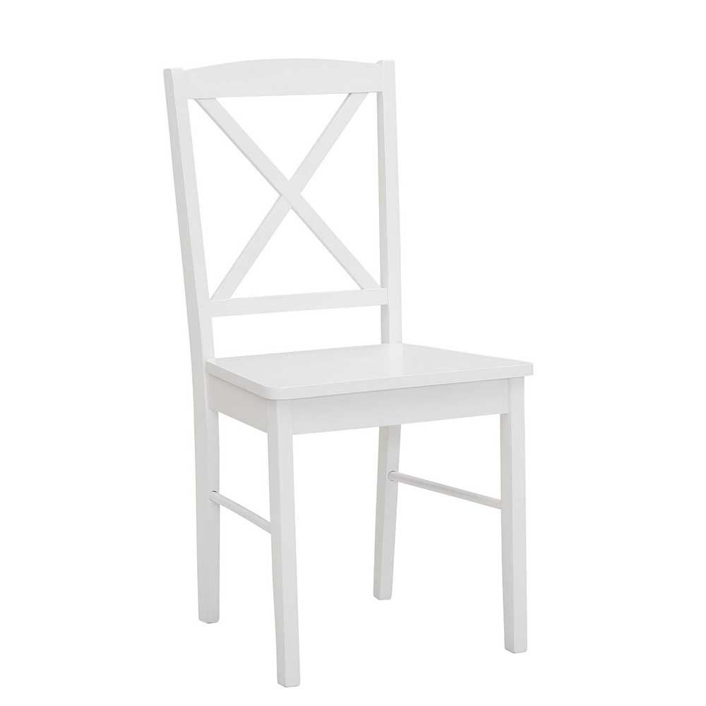 Weißer Stuhl im Landhaus Look - Adaira (2er Set)