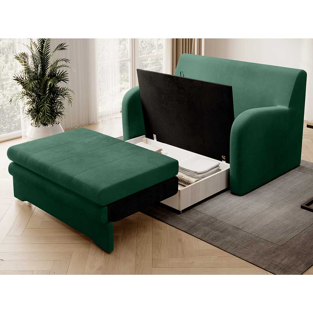 Grünes Schlafsofa mit Veloursbezug - Vigretta