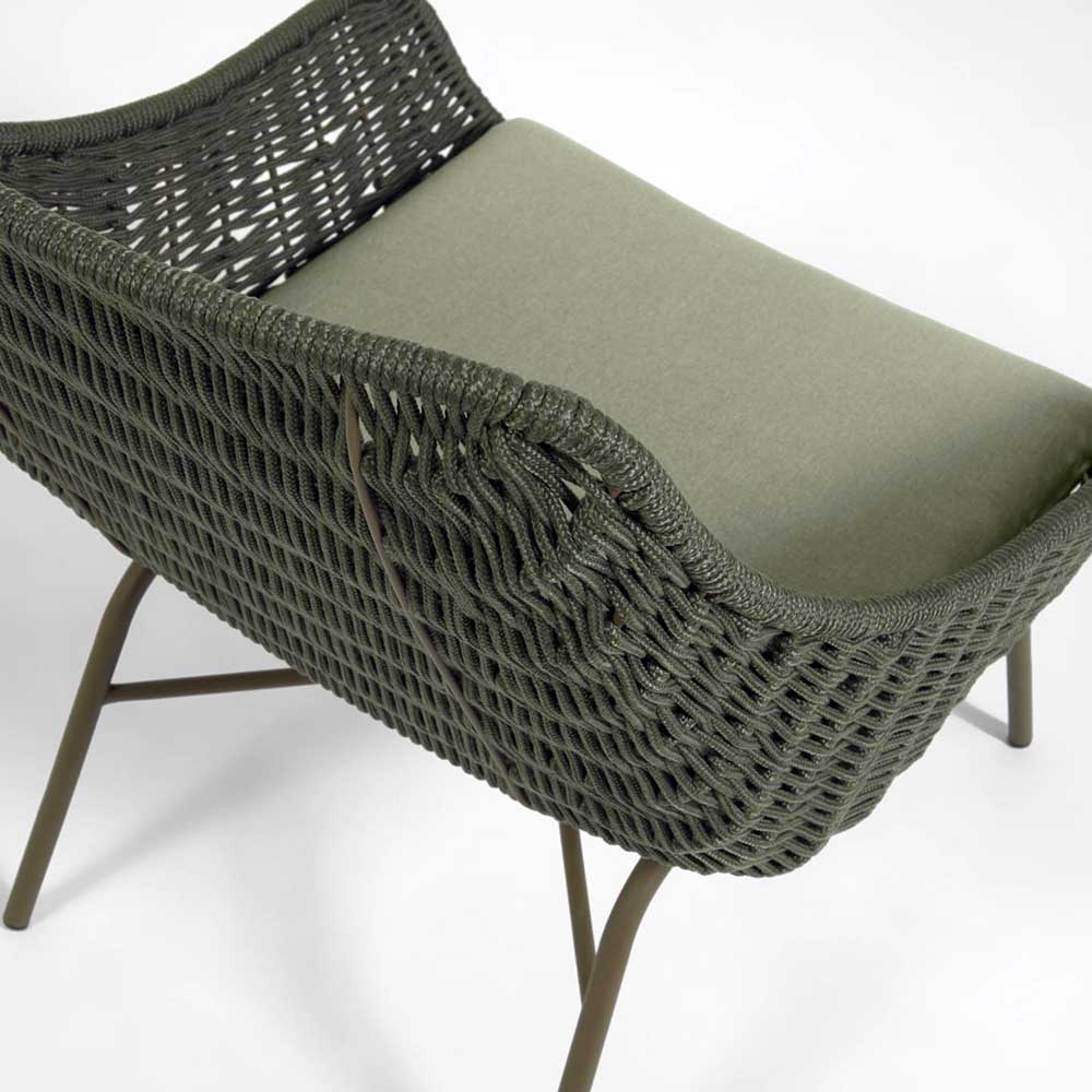 Design Sessel mit Geflecht in Dunkelgrün - Aragona (2er Set)