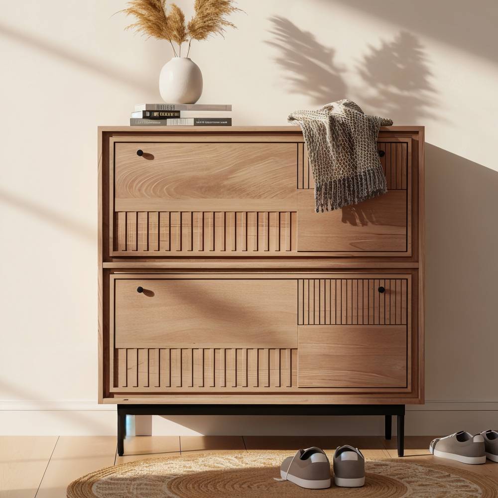 Schuhschrank aus Mangobaum Massivholz - Peravia