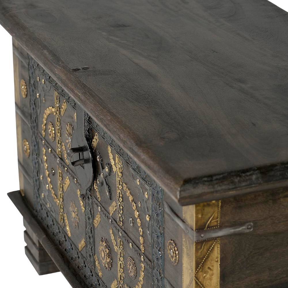 Design Truhe in Dunkelbraun und Gold - Xaidon