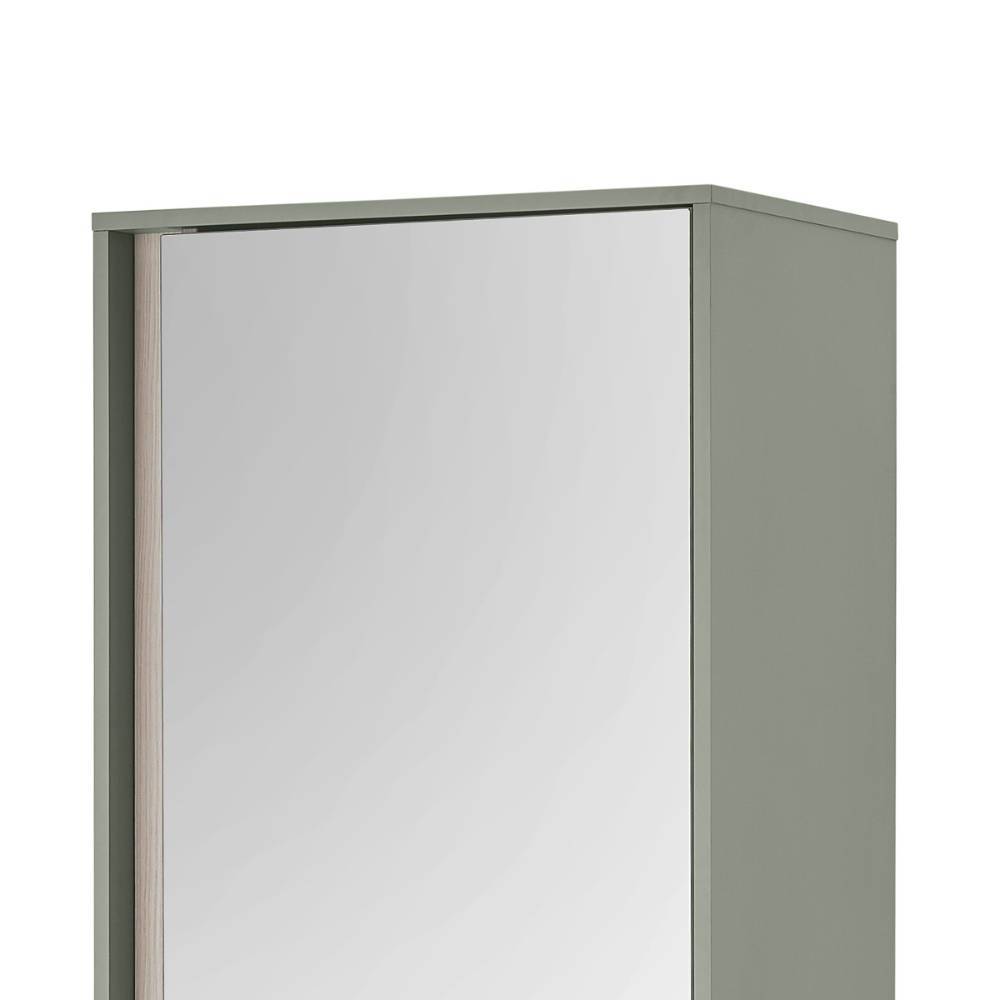 Garderobenschrank mit Spiegel in Graugrün - Socotta