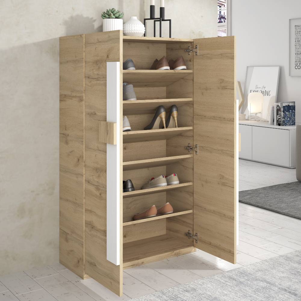2-türiger Schuhschrank mit sechs schrägen Böden - Lornas