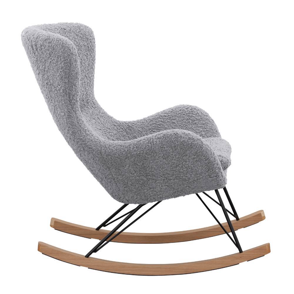 Scandi Chic Schaukelsessel in Hellgrau Webplüsch - Vynna