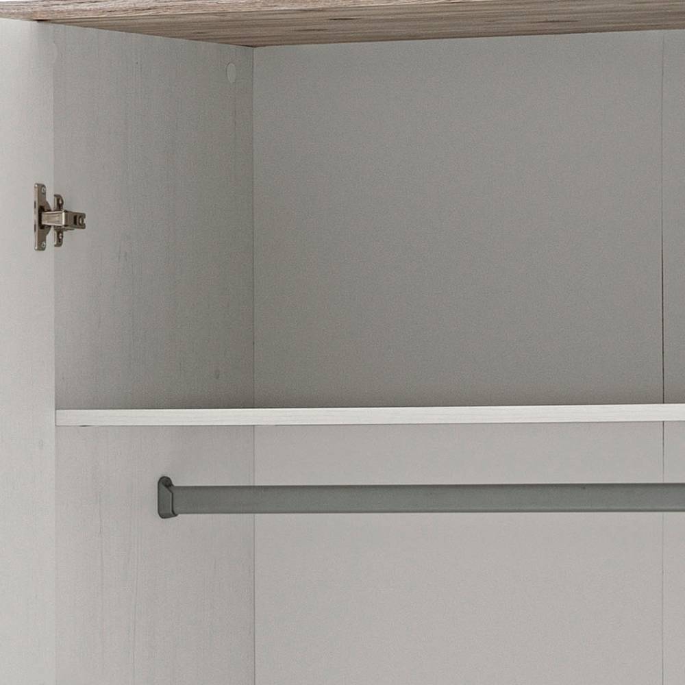 3-türiger Kleiderschrank in Holzoptik Pinie Weiß - Balteas