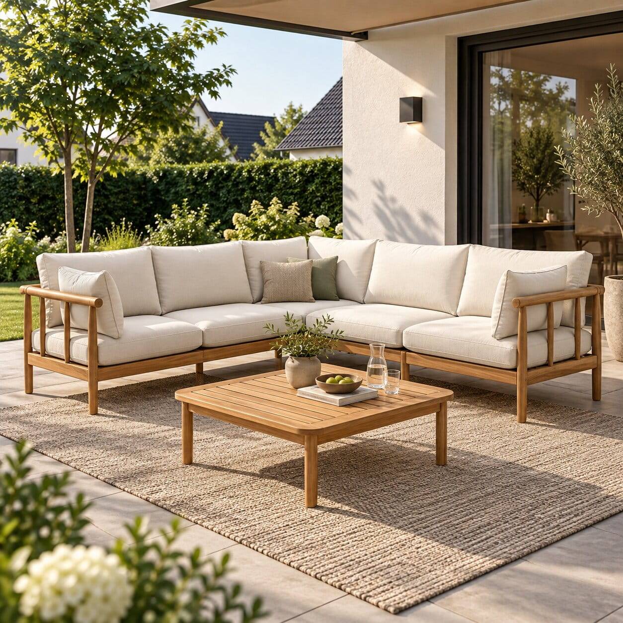 Indoor Outdoor Ecksofa & Tisch - Perconia (zweiteilig)