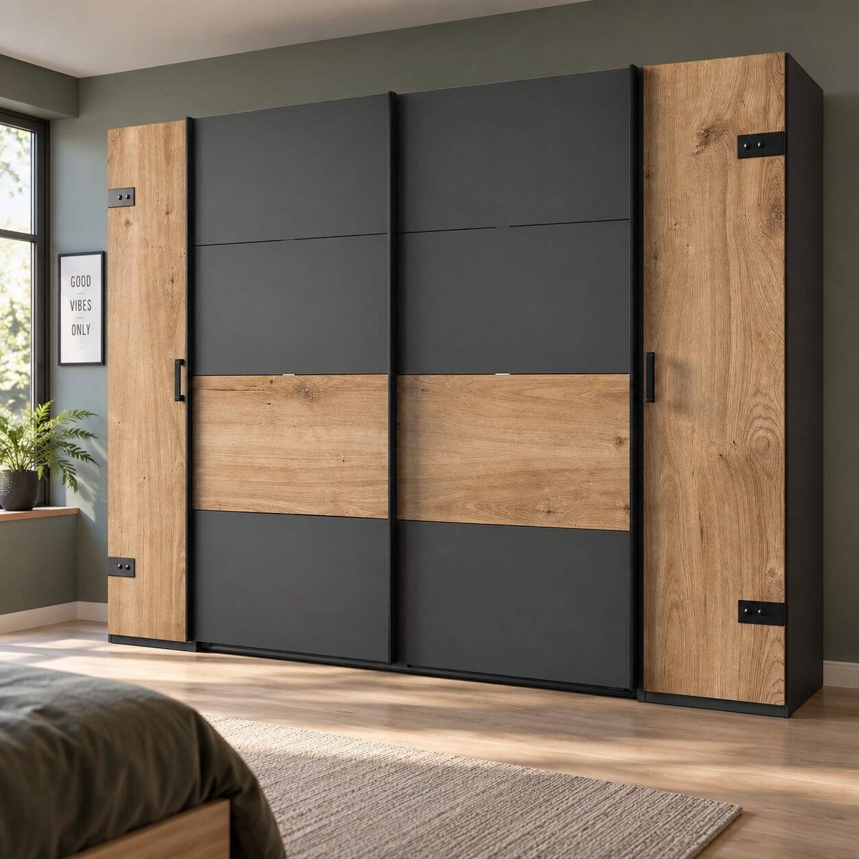 Schlafzimmerschrank mit Schwebetüren & Drehtüren - Enegal