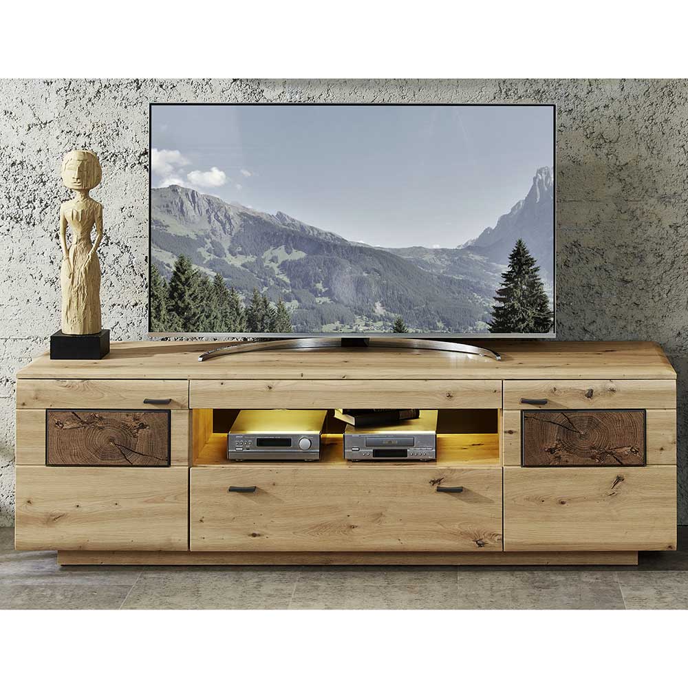 Modernes TV Lowboard in Holzoptik Wildeiche - Iniaco