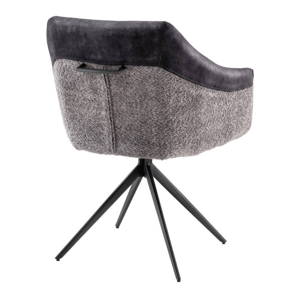 Esstisch-Sessel in Dunkelgrau Material-Mix - Chiak