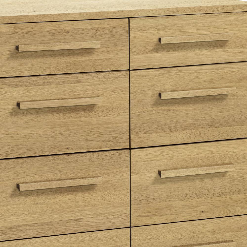 Schubladenkommode mit sechs Eiche-Optik-Schubladen und passenden Holzgriffen – National
