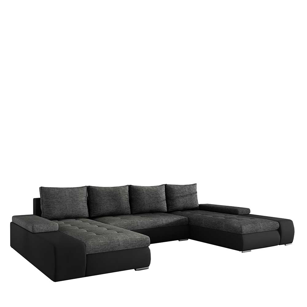 U-Design Schlafsofa in Dunkelgrau und Schwarz - Blance