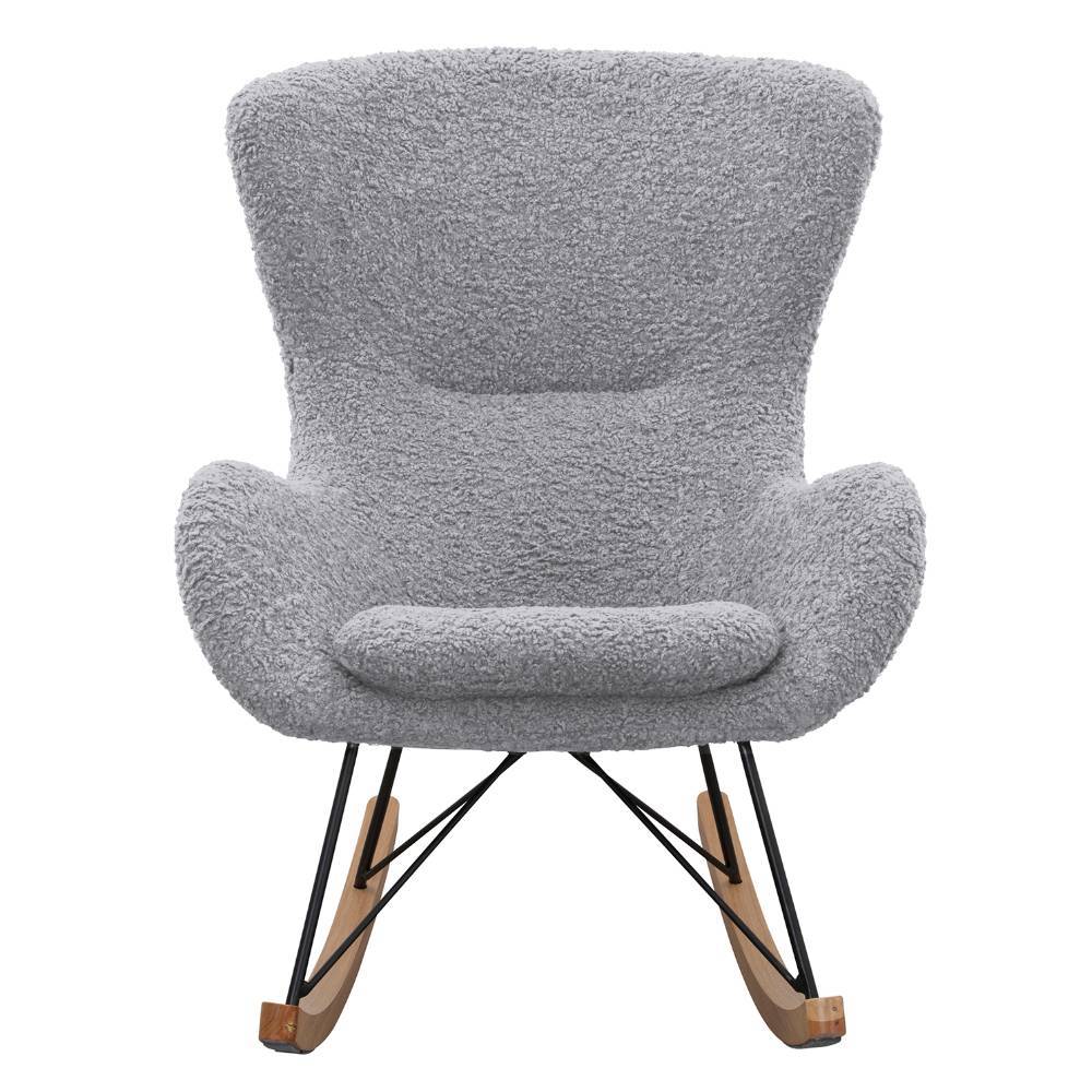 Scandi Chic Schaukelsessel in Hellgrau Webplüsch - Vynna