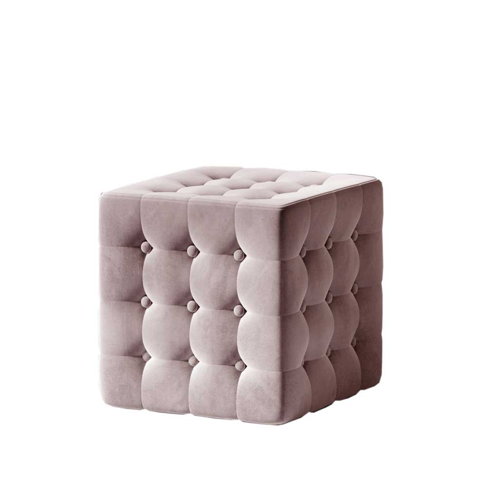 Hocker mit Knöpfen in Altrosa - Olina