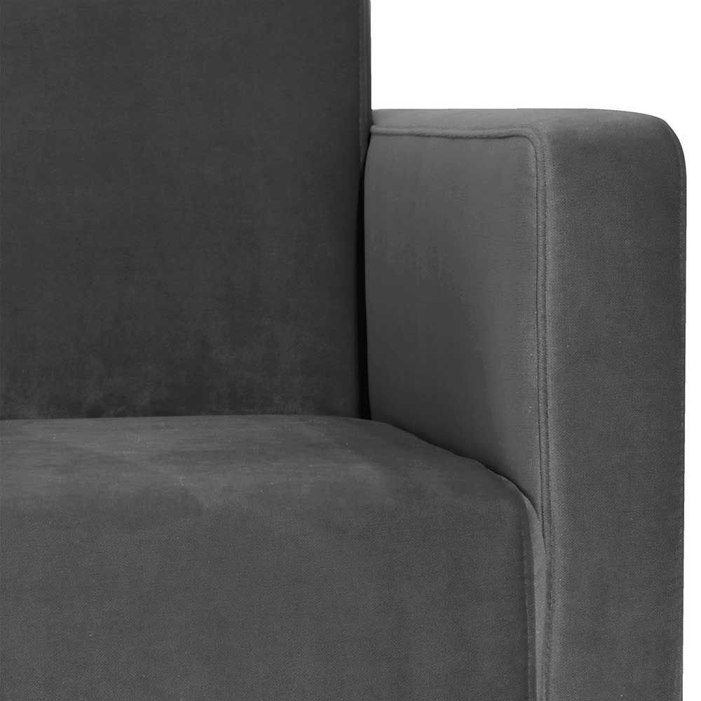 Samtvelours Sessel in Anthrazit - Brazoly