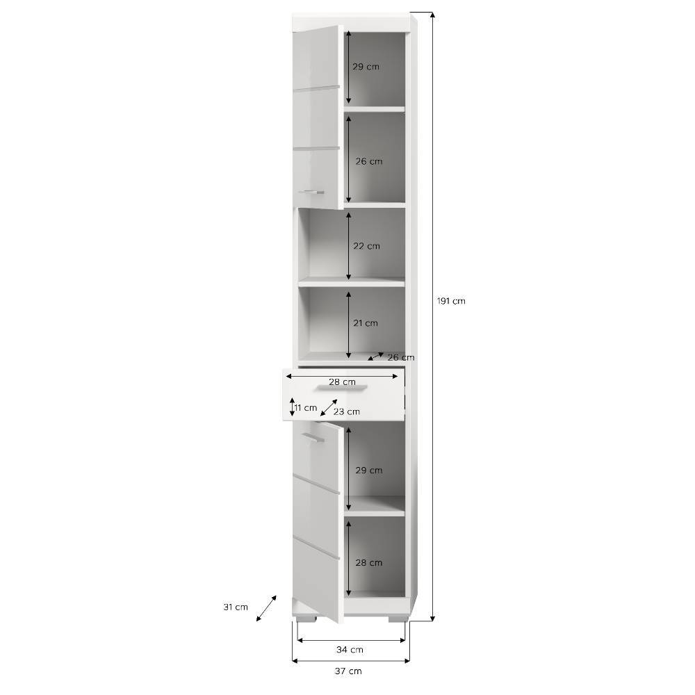 37 cm breiter Hochschrank fürs Badezimmer - Henriette