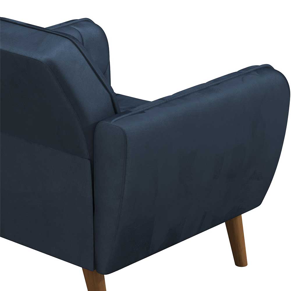 Lounge Sessel in Blau Samt - Sadinos