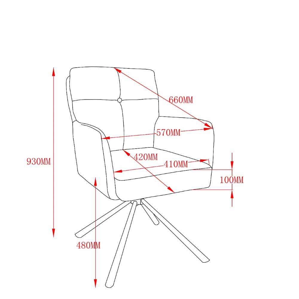 Design Tischsessel in Grau - drehbar - Portland S (2er Set)