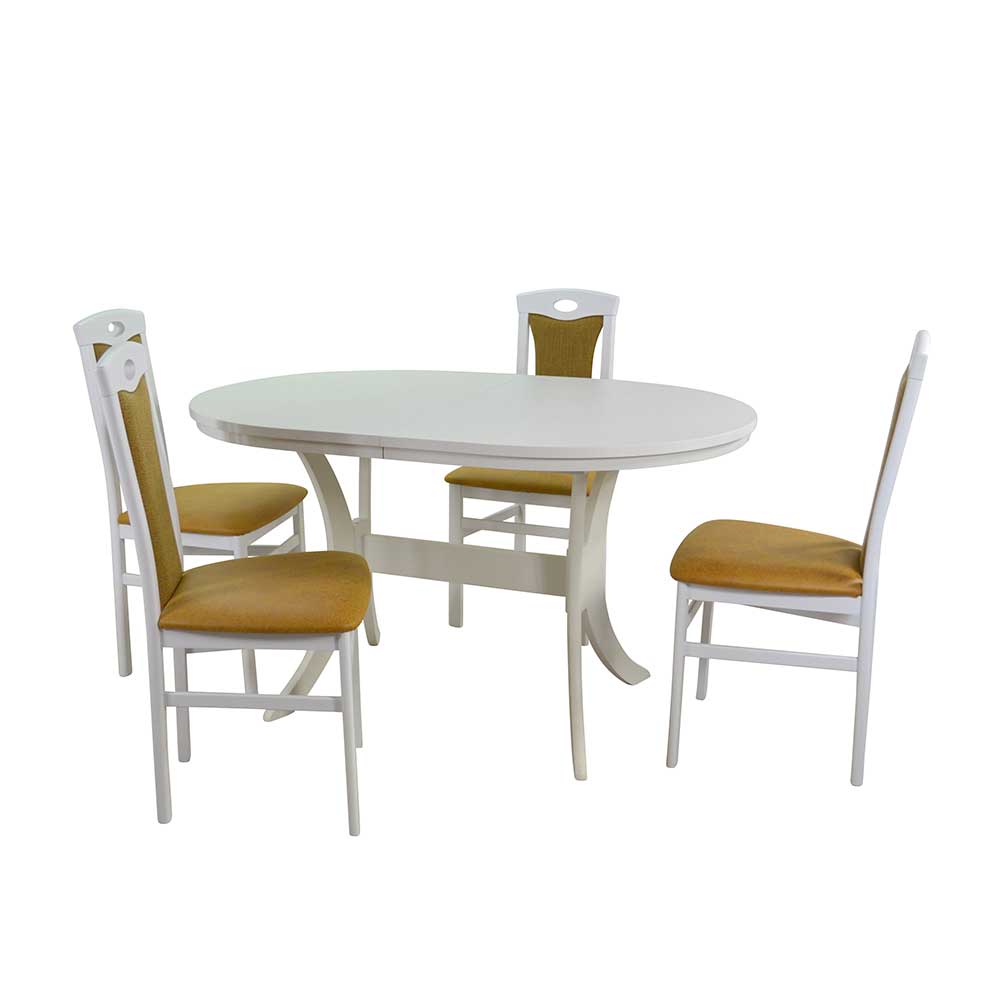 Weiße Tischgruppe in Oval - Larry (fünfteilig)