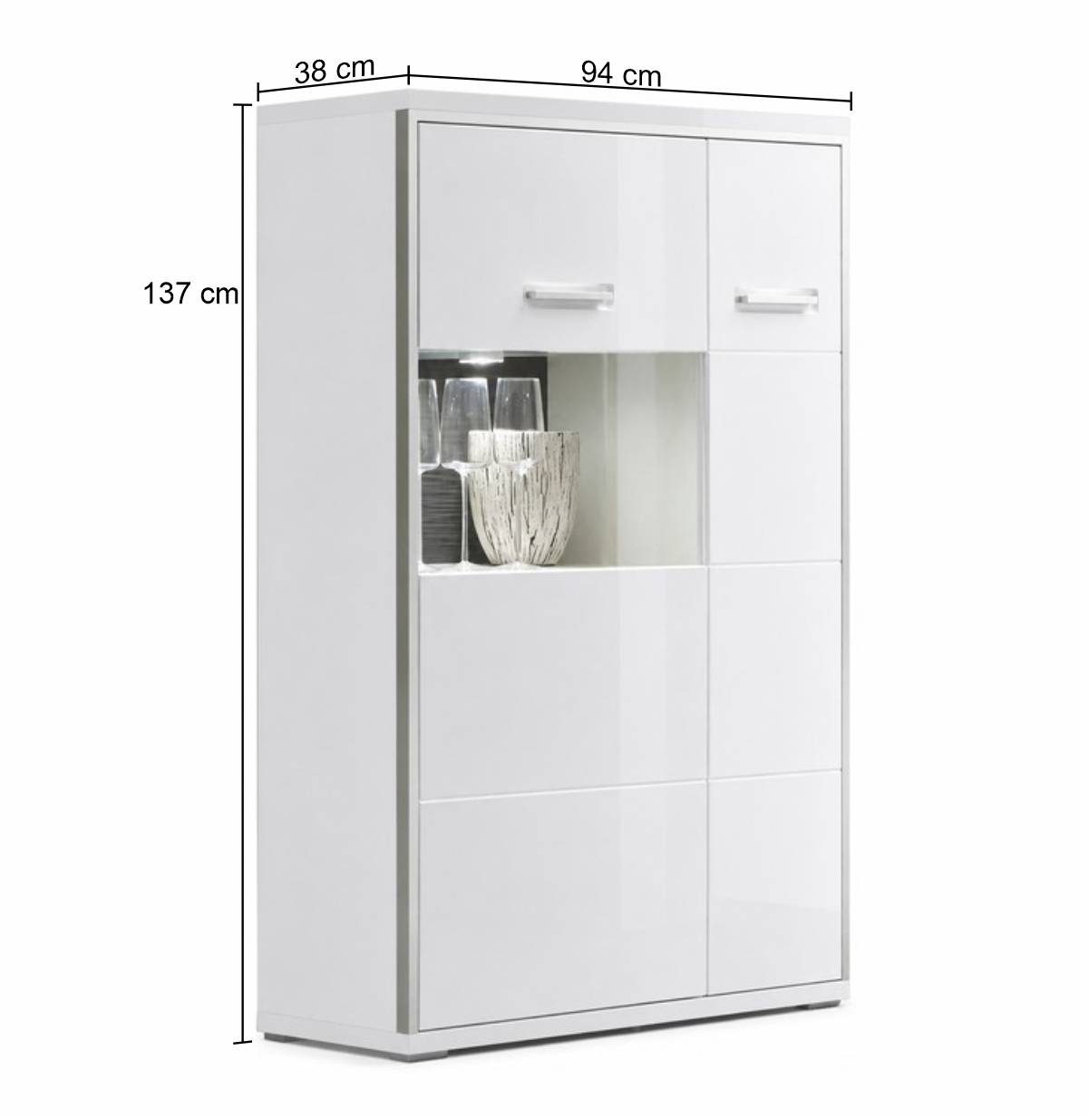 Hochglanz Highboard Tacroma in Weiß Glas