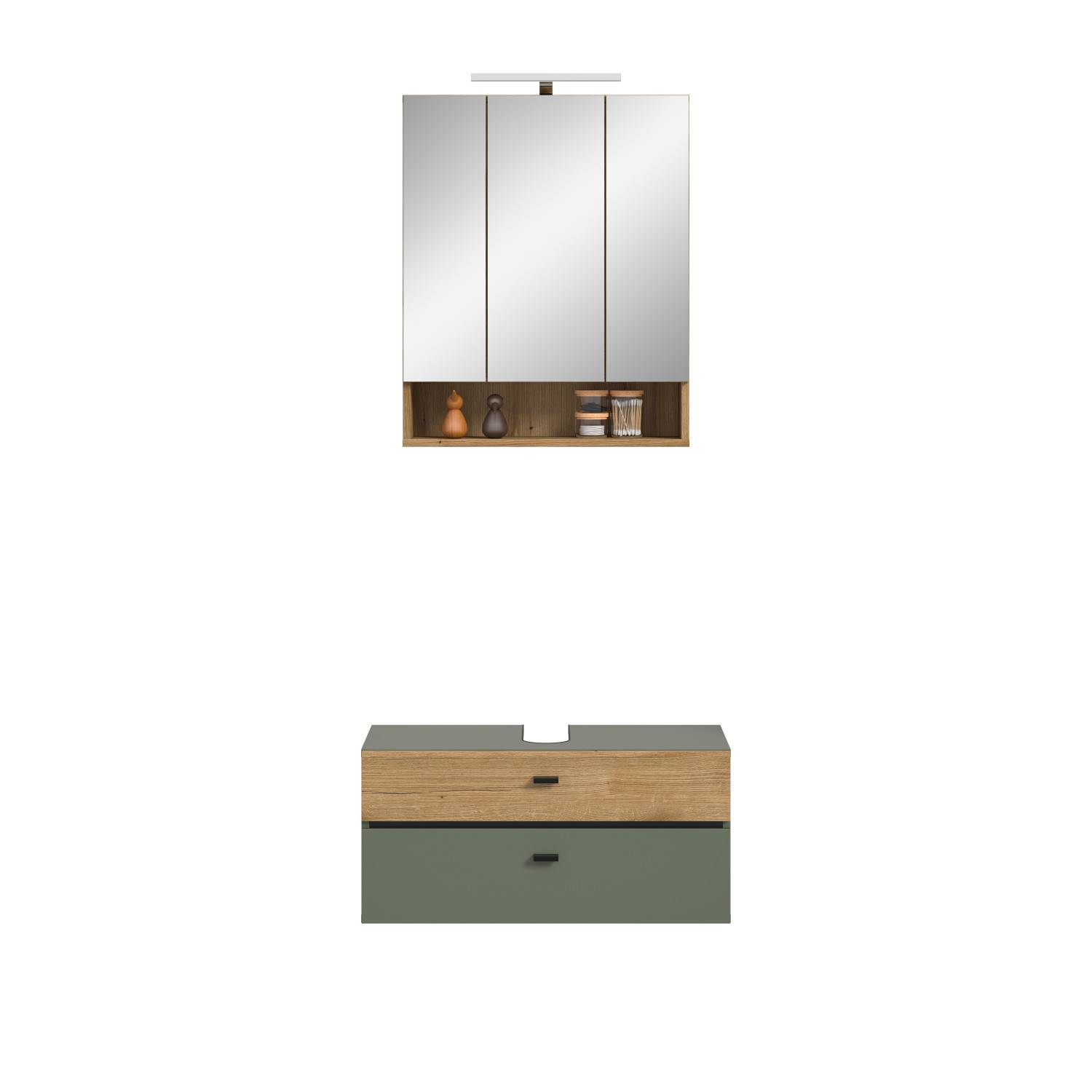 Waschplatz Set mit Licht und Schubladen - Jubby I (zweiteilig)
