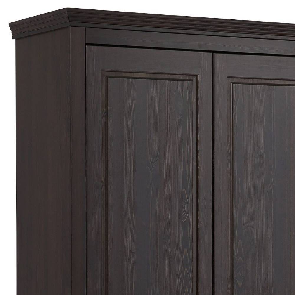 Kiefernholz Kleiderschrank in Dunkelbraun - Sikulav