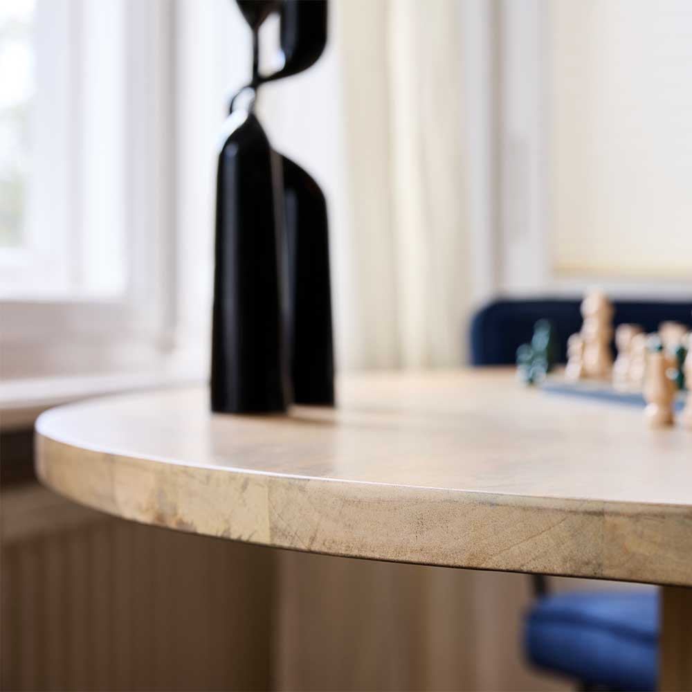 Runder Säulentisch aus Mangobaum Holz - Rosalia