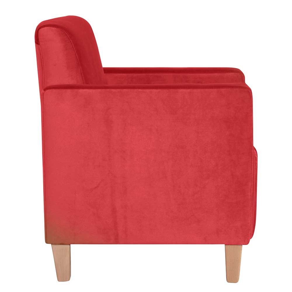 Roter Polstersessel mit Samtvelours-Bezug - Gedeon
