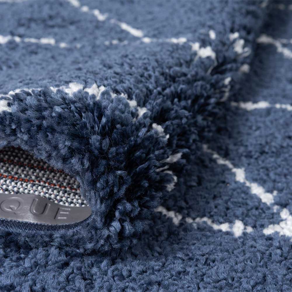 Weicher Läufer Teppich mit Hochflor in Blau - Tanko