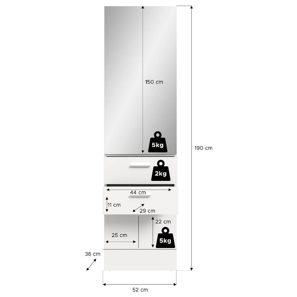 Garderobe mit Spiegel und Schubladen - Jarne