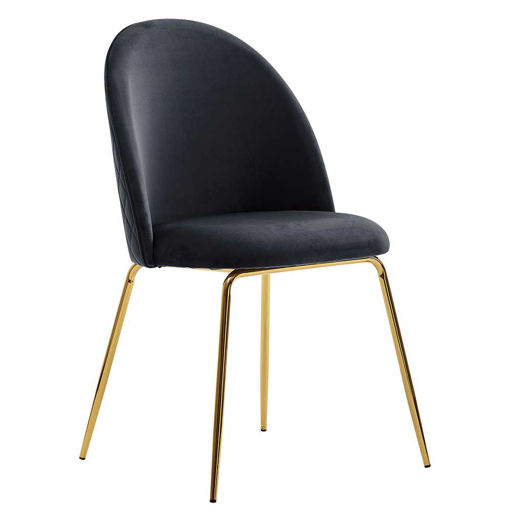 Polsterstuhl in Schwarz und Gold - Lidian (2er Set)