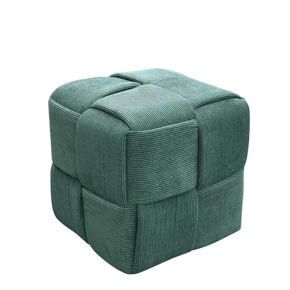 Cord Pouf in Dunkelgrün - Glory