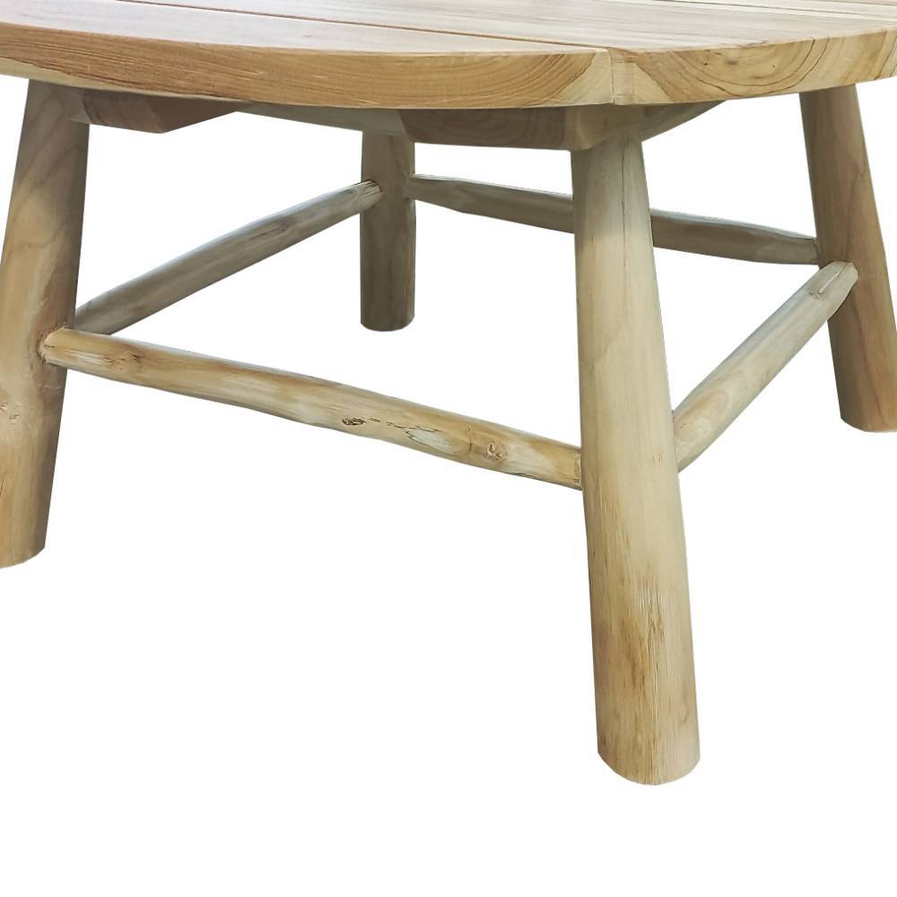 Runder Teakholz-Couchtisch für Indoor und Outdoor - Chako