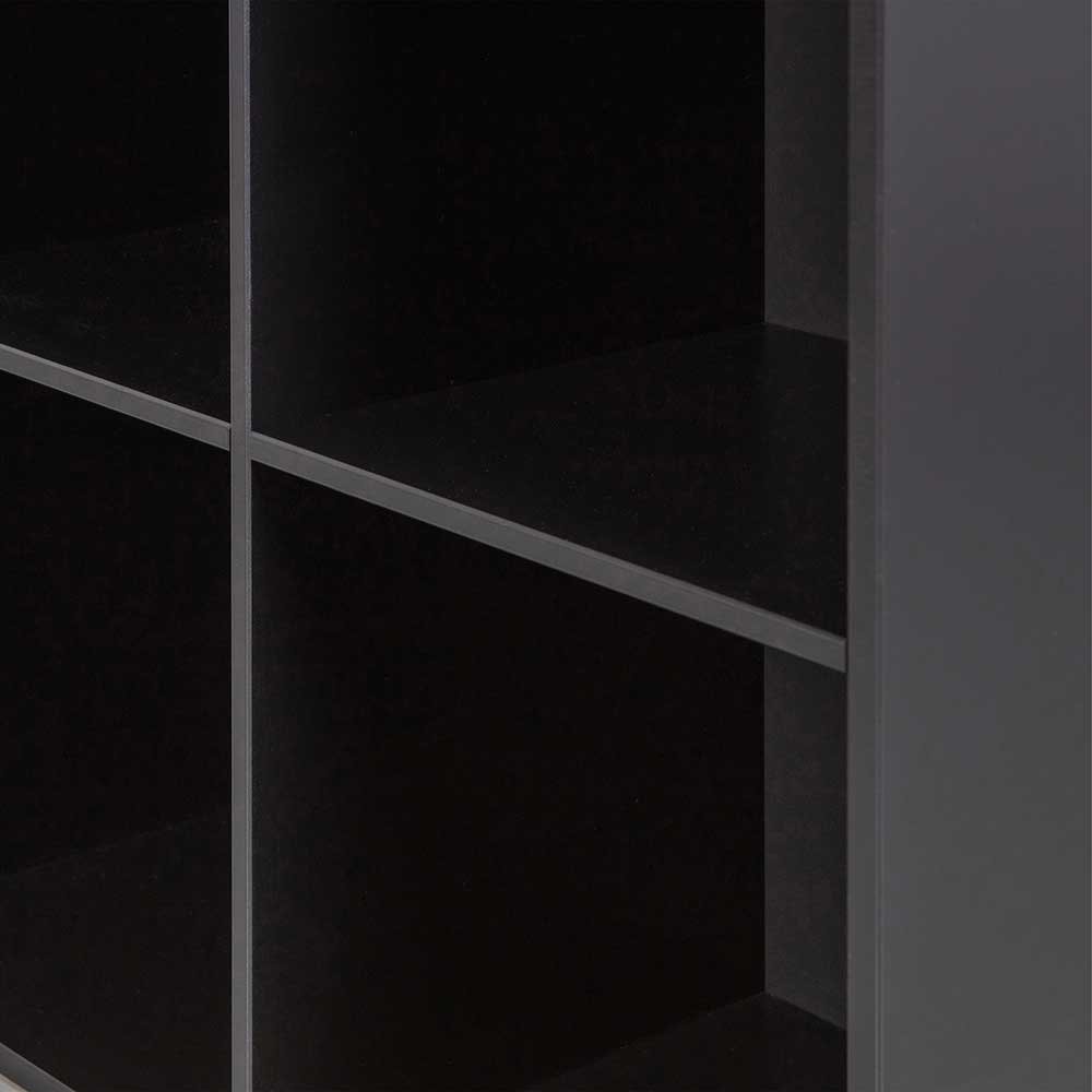 Schwarzes Regal mit 4 Fächern aus Kiefer und Metall - Loma