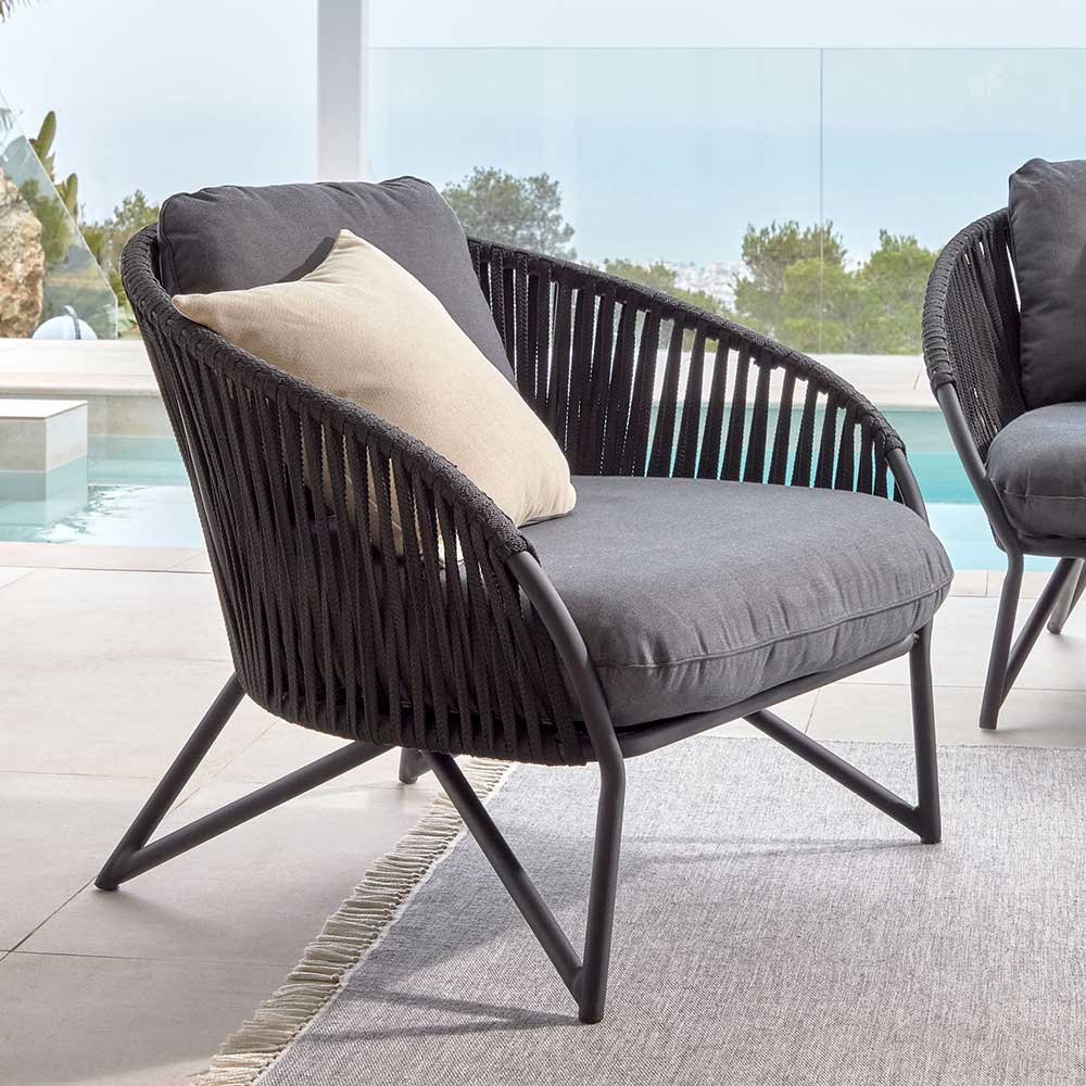 Lounge Sessel aus Kordel Geflecht & Stahl - Magona