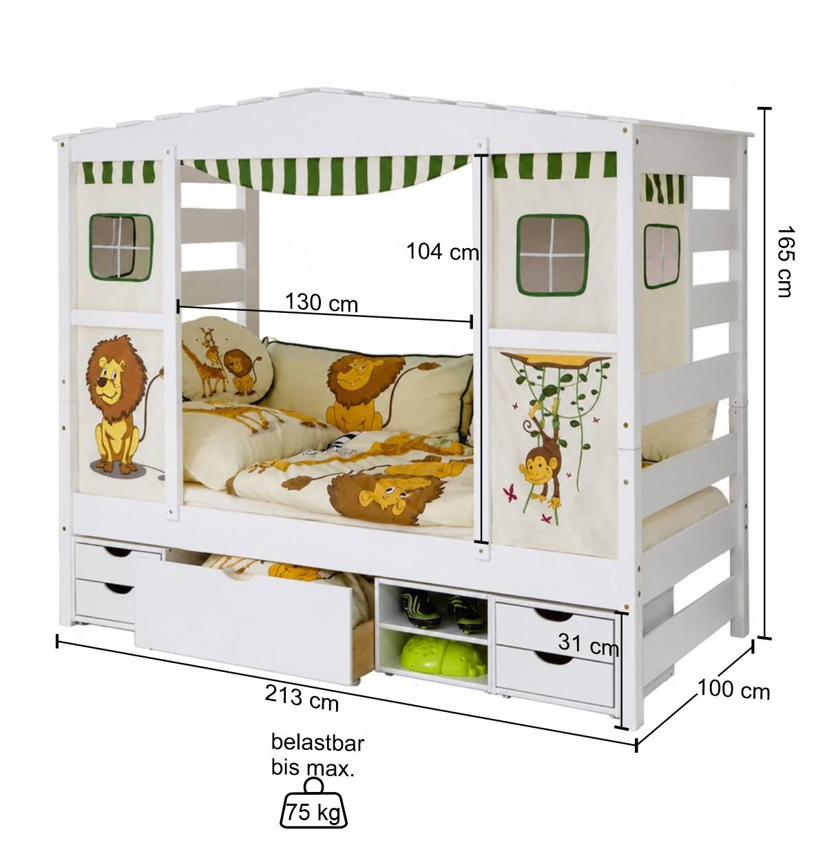 Tolles Spielbett Castalla in Weiß