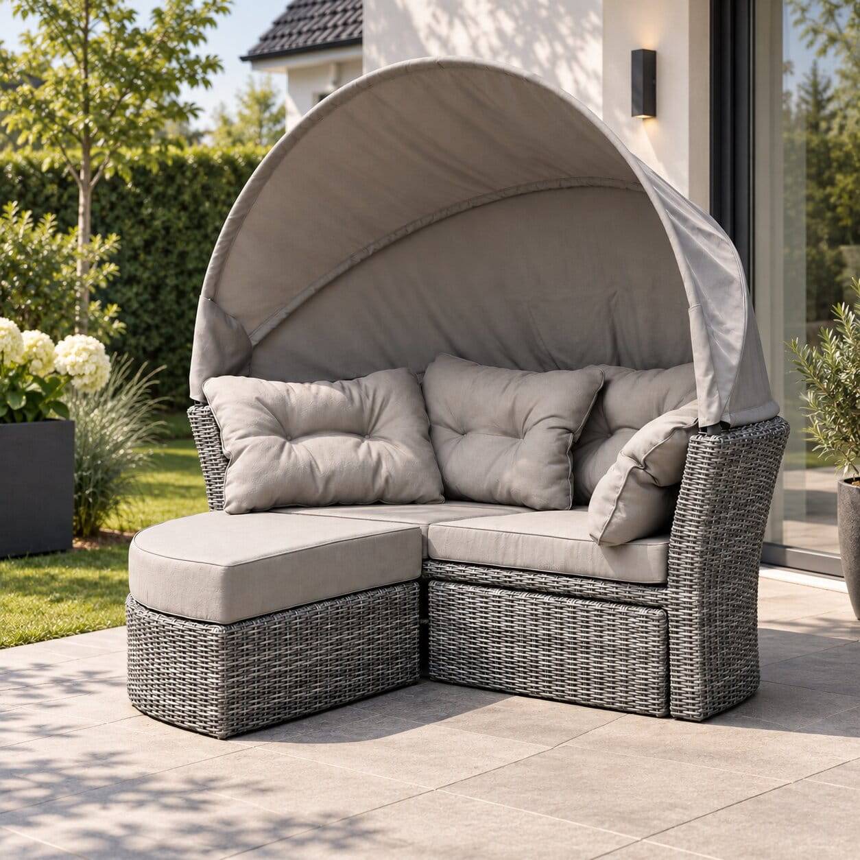Graue Sonneninsel Sash aus Polyrattan