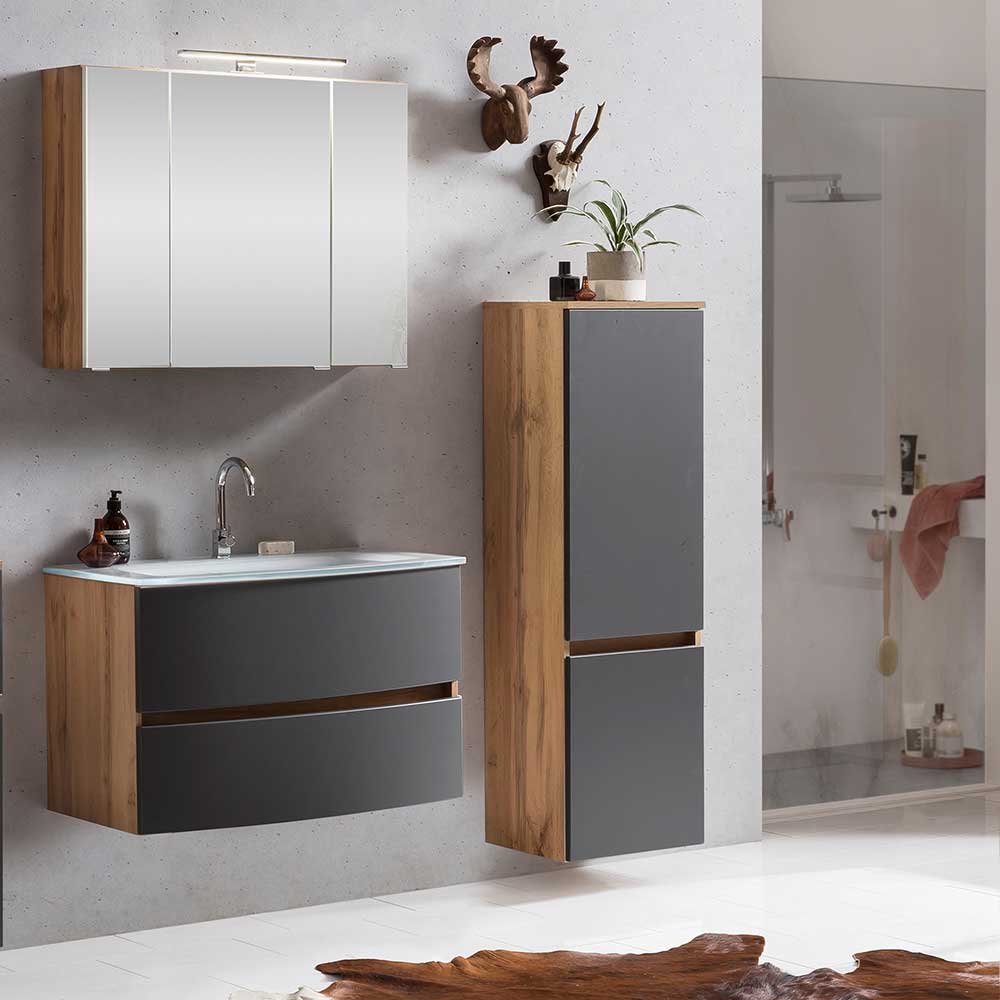 Möbel fürs Badezimmer zweifarbig - Larutta (dreiteilig)