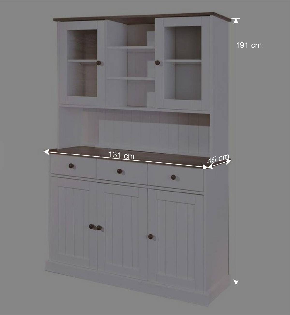 Weiß Brauner Buffetschrank aus Kiefernholz - Vatina