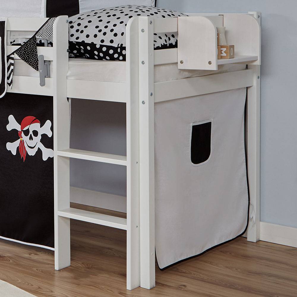 Hohes Piraten Kinderbett mit Tunnel & Vorhang - Bram