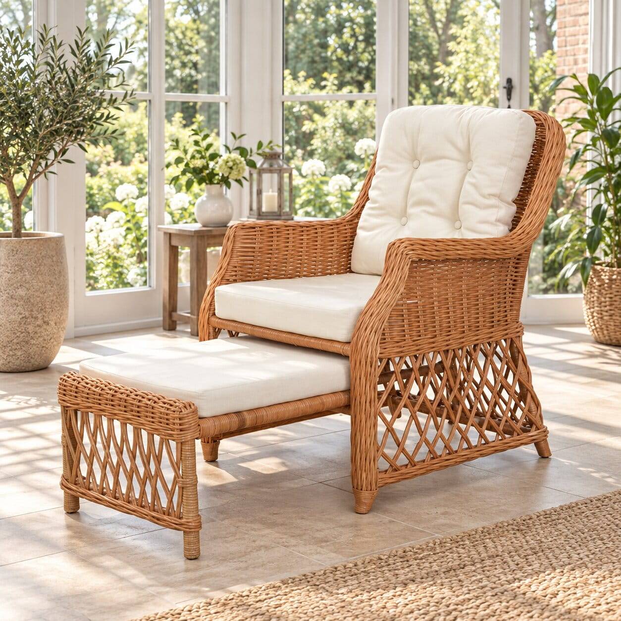 Rattanssessel Hawaii mit ausziehbarem Fußteil
