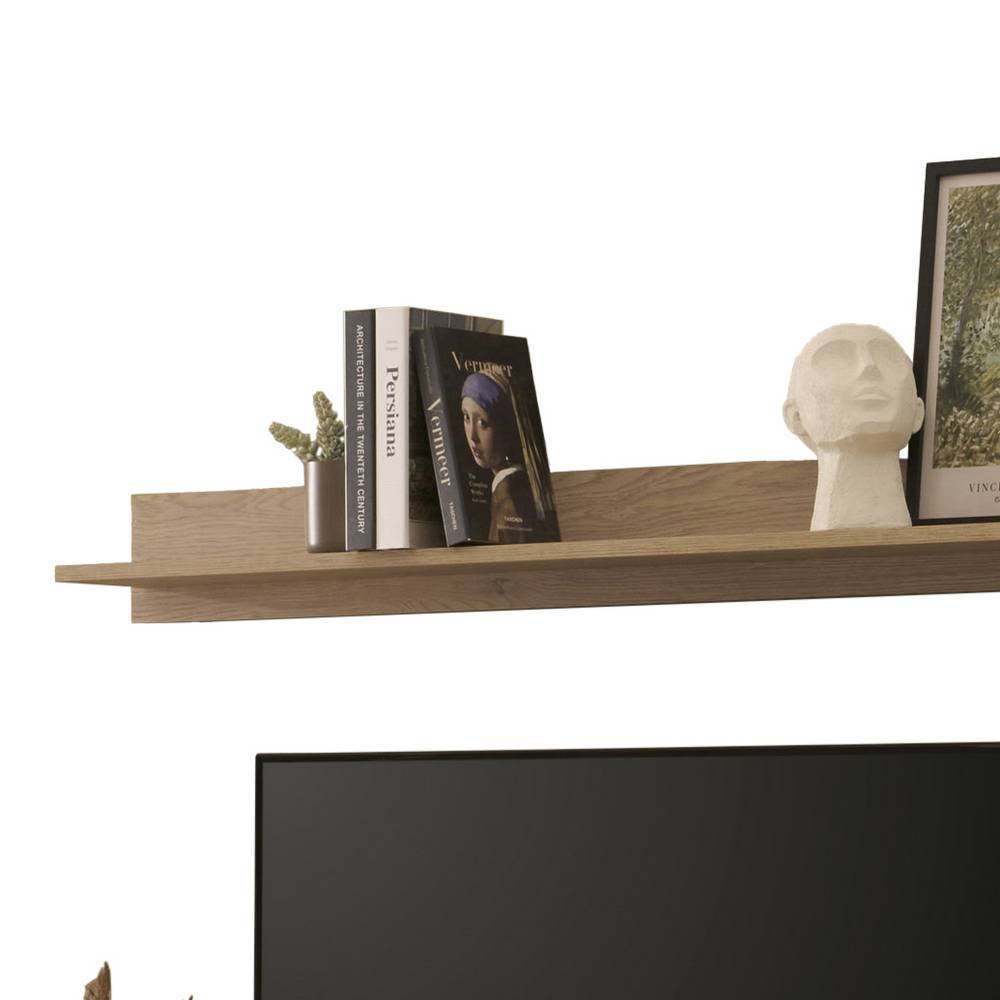 Modernes Wandregal in heller Holzoptik, ideal zur Dekoration im Wohnzimmer oder Essbereich – Dasanti