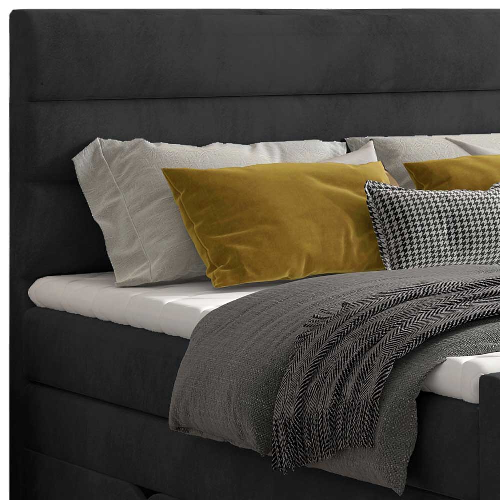 Boxspringbett in Dunkelgrau Samt - Batros