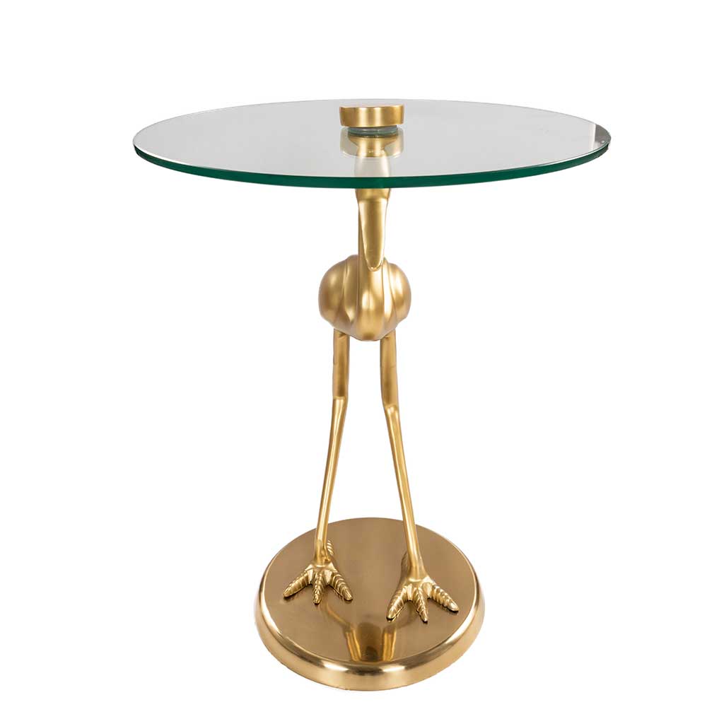 Design Glas Tischchen mit Vogel Fuß in Gold - Sotonio